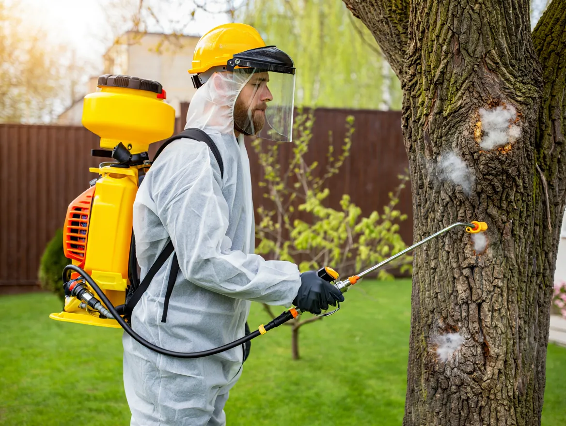 Boomplagenbestrijding specialist aan het werk